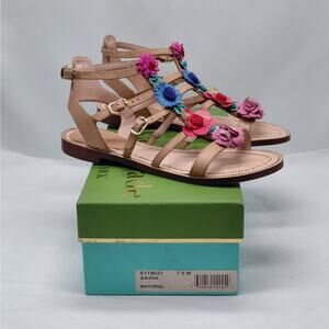 Kate Spade Women Sandals Size 7.5 Floral Boho Strappy Flat Summer Vacation Shoes